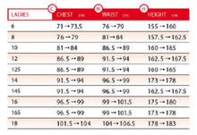 Load image into Gallery viewer, Alder women's size chart