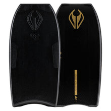 Load image into Gallery viewer, black ned bodyboard with gold logos